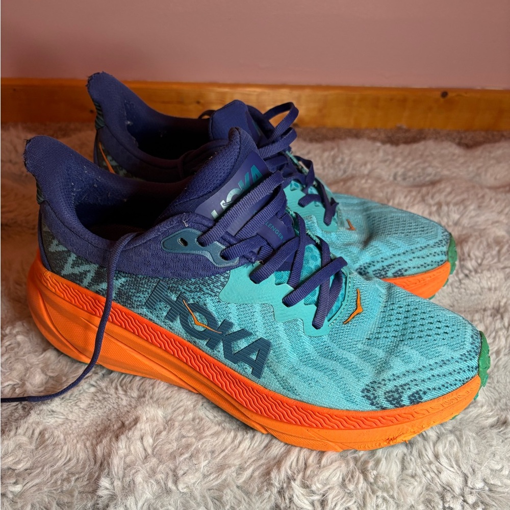 Hoka Challenger Air 7 Teal and Orange Athletic Shoes